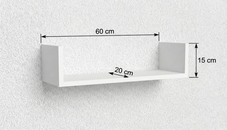 Półka wisząca ścienna regał na ksiązki i fotografie do salonu biała 60 cm
