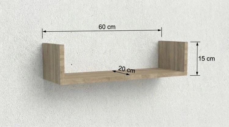 Półka wisząca ścienna regał na ksiązki do salonu dąb sonoma 60 cm