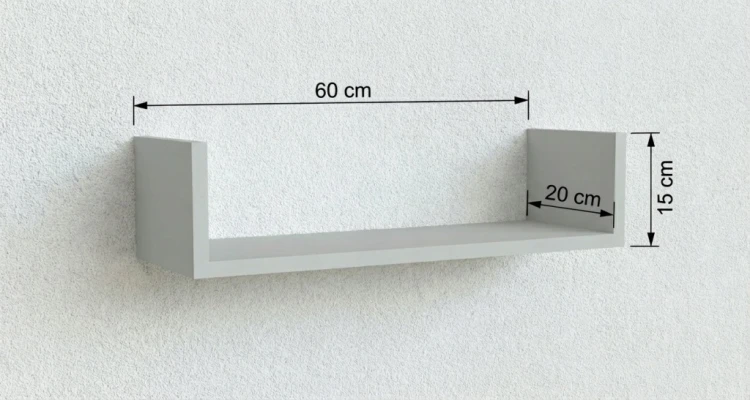 Półka wisząca ścienna regał na ksiązki do salonu szary 60 cm
