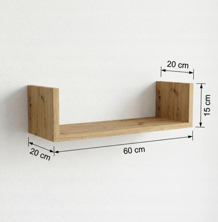 Półka wisząca ścienna, regał na książki fotografie dąb artisan 60 cm