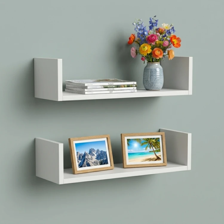 Półka wisząca ścienna zestaw 2 półek na książki biały mat 2x60 cm