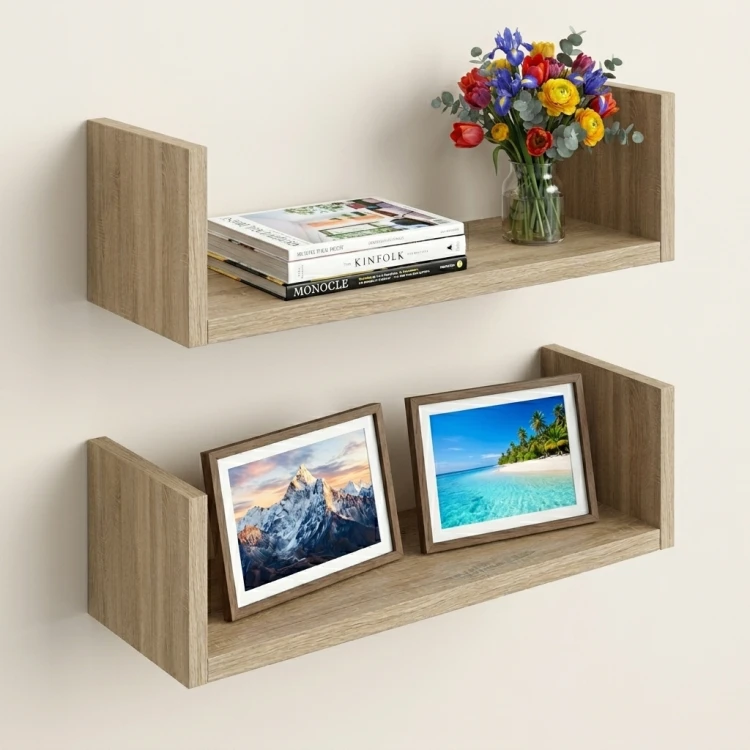 Półka wisząca ścienna zestaw 2 półek na książki dąb sonoma 2x60 cm