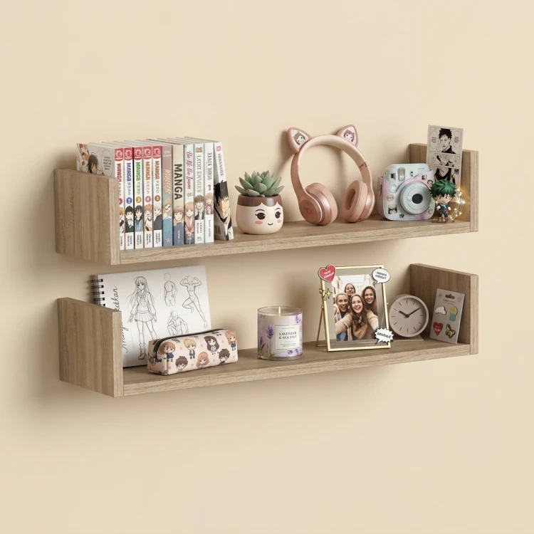 Półki wiszące ścienne do salonu i kuchni zestaw 2 półek sonoma 80 cm