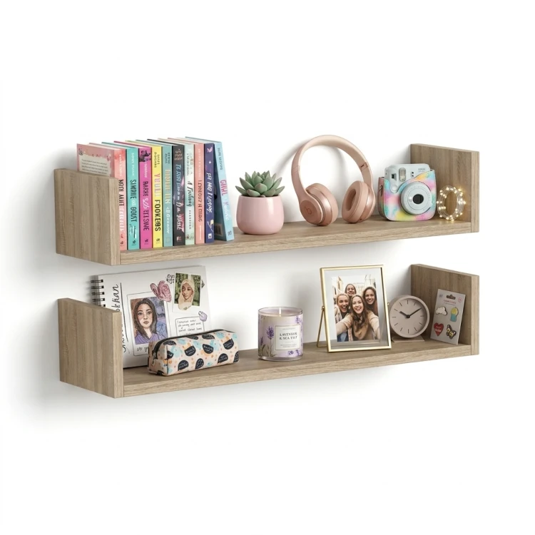 Półki wiszące ścienne do salonu i kuchni zestaw 2 półek sonoma 80 cm