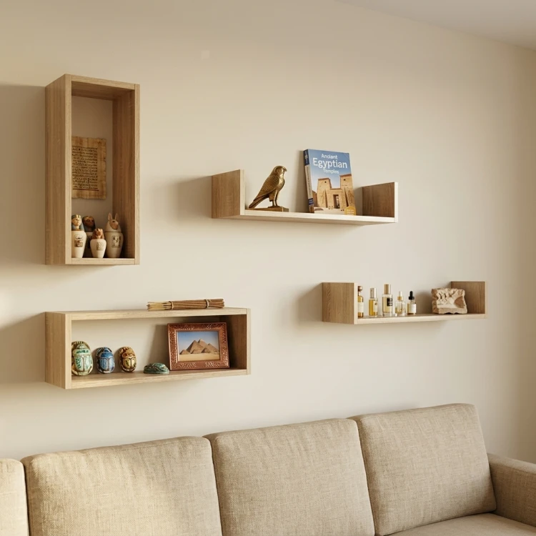 Półki wiszące ścienne do salonu i kuchni zestaw 2 półek sonoma 80 cm