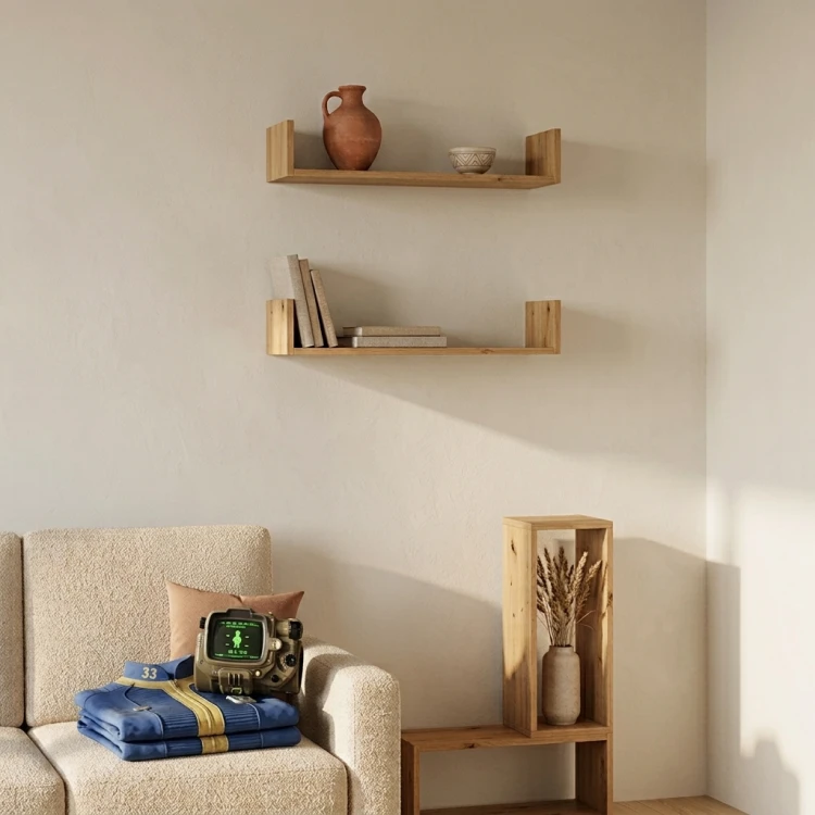 Półki wiszące ścienne do salonu i kuchni zestaw 2 półek dąb artisan 80 cm