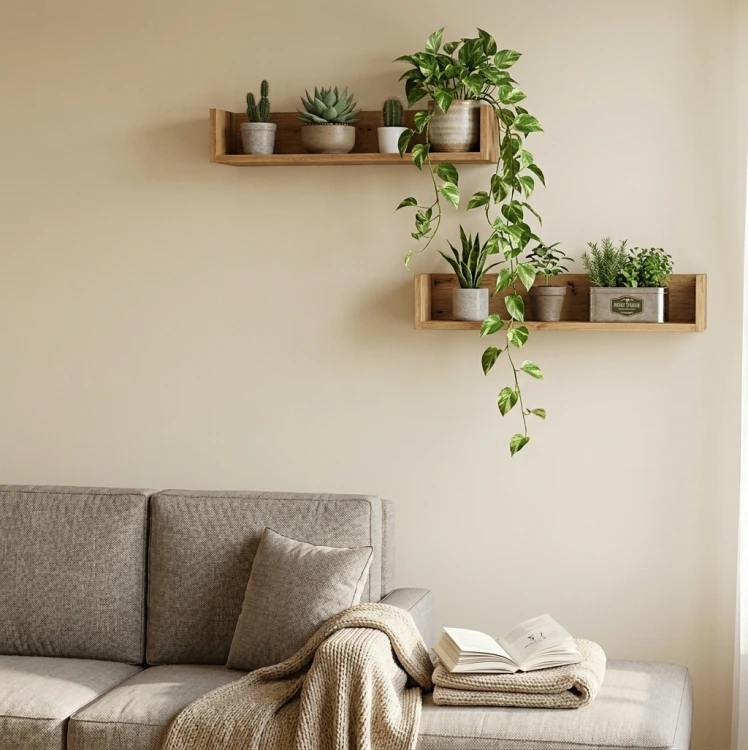Półki wiszące ścienne do salonu i kuchni zestaw 2 półek dąb artisan 80 cm