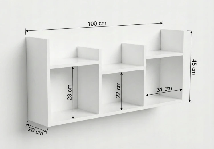 Półka wisząca ścienna regał na książki fotografie do salonu biała 100 cm