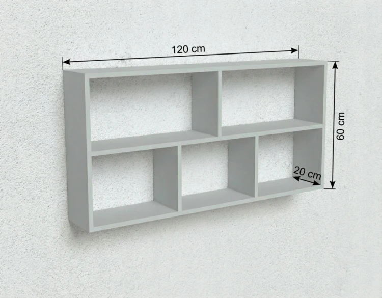 Półka wisząca ścienna regał na ksiązki do salonu szary 120 cm
